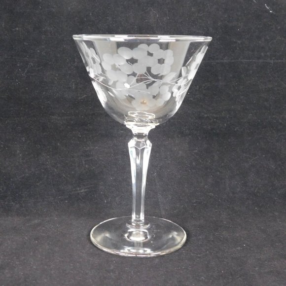 Set of 2 Libbey Glass Glenmore Etched Champagne Tall Sherbet 6 in tall Vintage - Picture 6 of 12